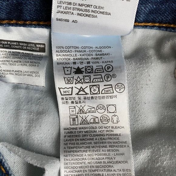 Levi's 505 Mens Jeans 38x34 Blue Dark Wash Straight Fit Zip Fly - Picture 10 of 10